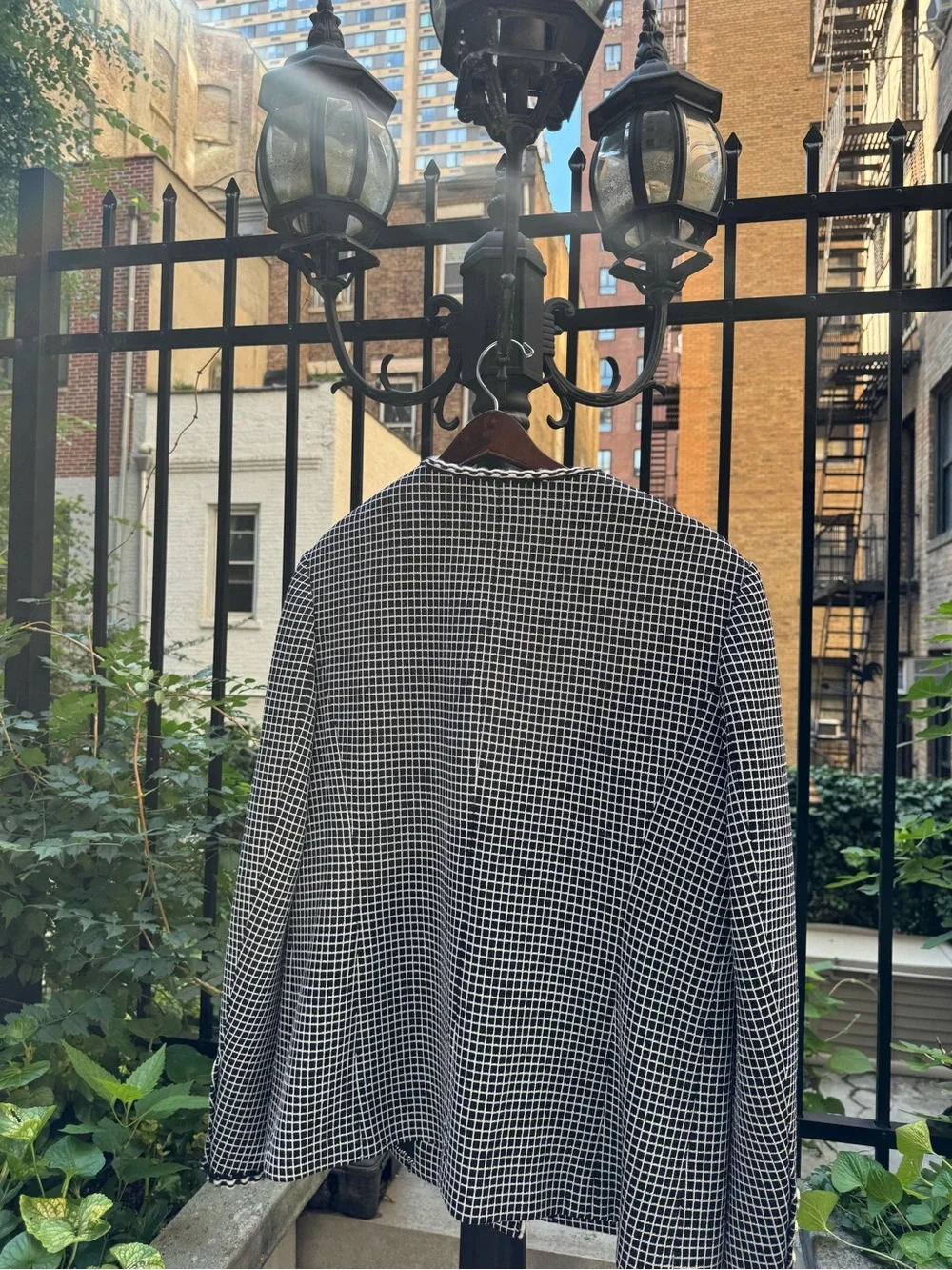CHANEL Black & White Tweed Bouclé Jacket with Gold Buttons